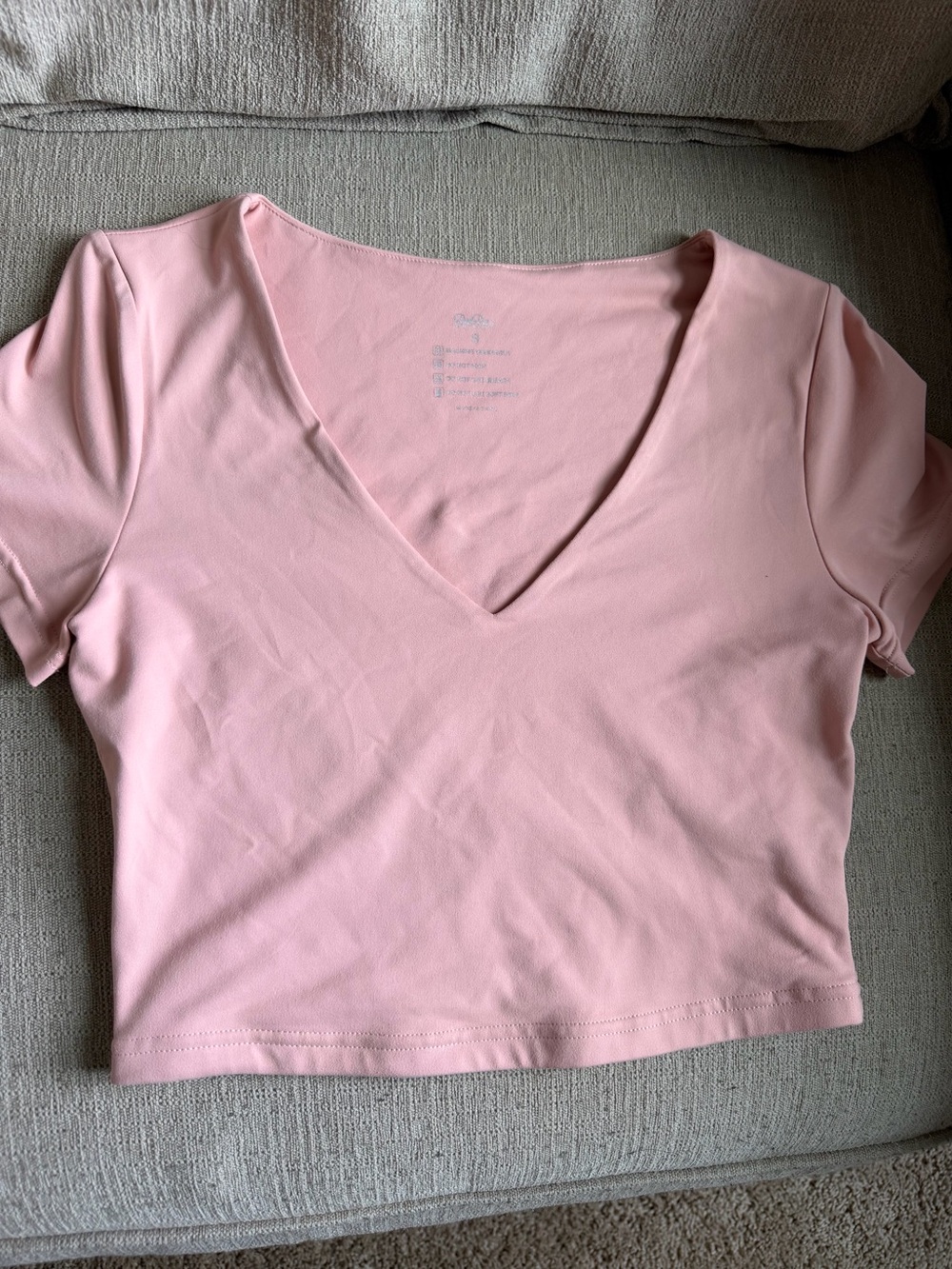 Women's V-Neck Pink Short Sleeve Top
